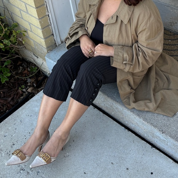 Pinstriped Black Capri Pants - Picture 2 of 8